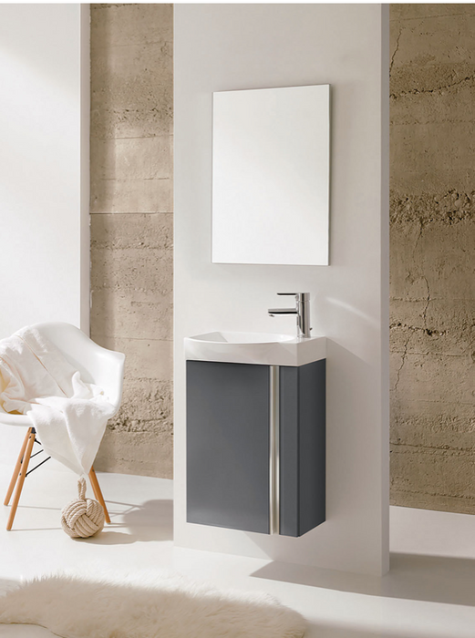 Elegance Gloss Grey 450 Wall Hung Vanity Unit with Mirror