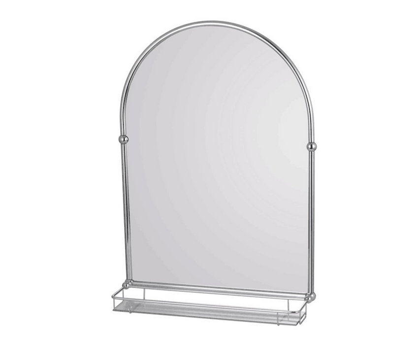 Holborn Chrome Traditional Arched Mirror with Shelf
