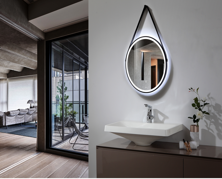 Halo Brushed Brass LED Demister/Smart Touch Mirror 600 x 600mm