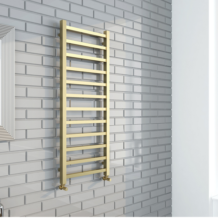 Mineral Square Brushed Brass Designer Towel Rail 500 x 1200mm