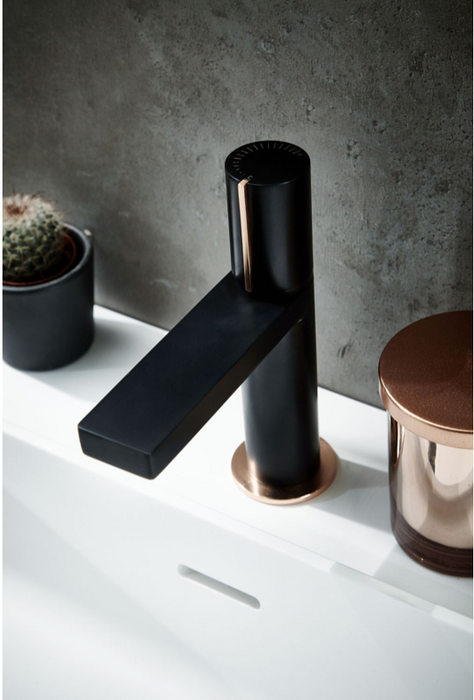 Velar Matt Black/Copper Mono Basin Mixer with Click-Clack Waste