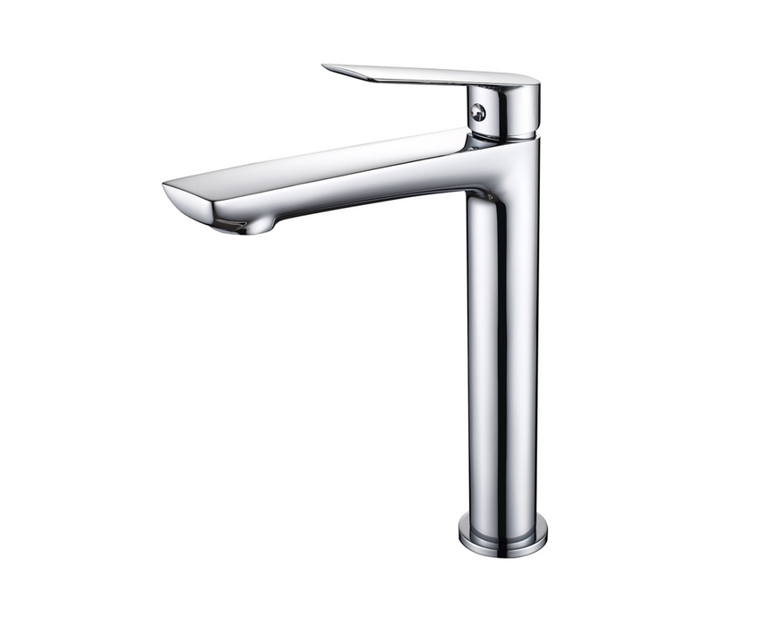 Sleek Rose Gold Tall Basin Mixer with Click-Clack Waste