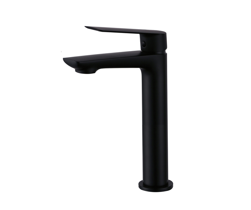 Sleek Matt Black Tall Basin Mixer with Click-Clack Waste