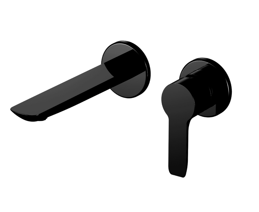 Vido Matt Black Wall Mounted Single Lever Basin Mono