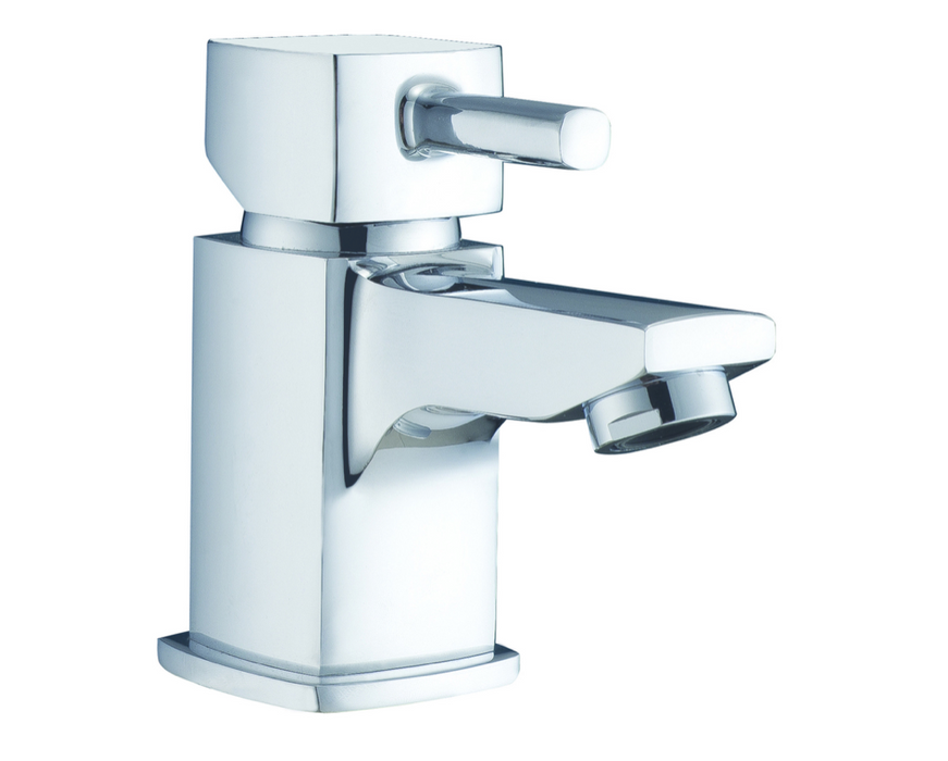 Cubix2 Chrome Mini Basin Mixer with Click-Clack Waste