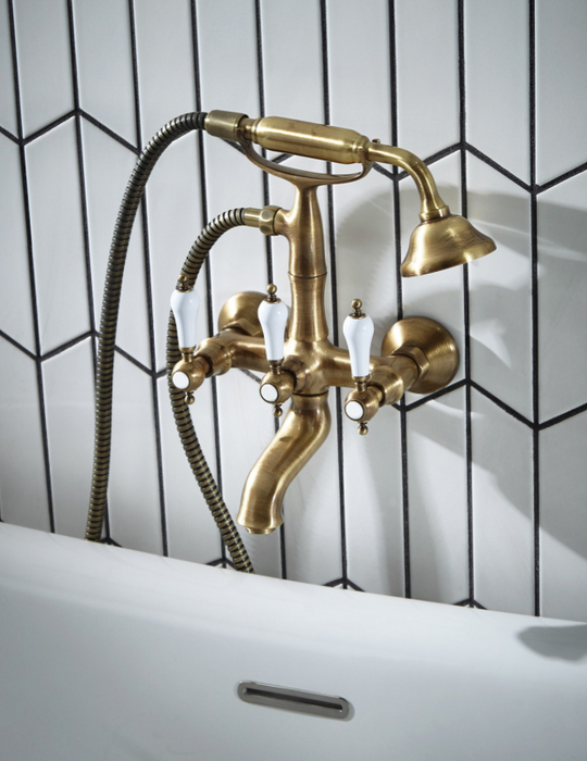 Holborn Etros Brass Wall Mounted Bath Shower Mixer