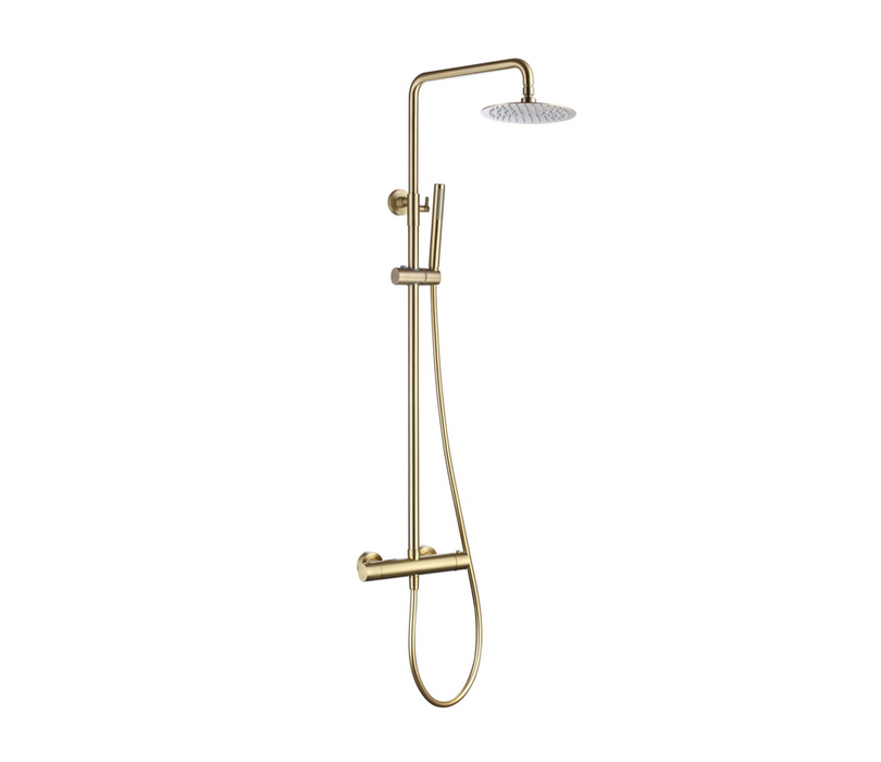 Sphere Brushed Brass Thermostatic Shower Column Mixer