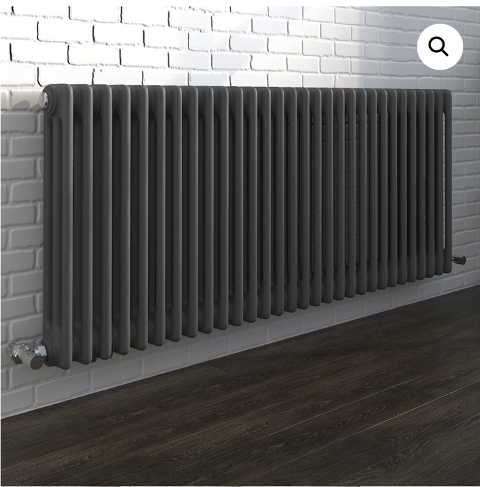 Savoy Noir Black Vintage Horizontal Radiator 600 x 999mm