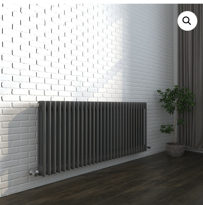Savoy Noir Black Vintage Horizontal Radiator 600 x 999mm