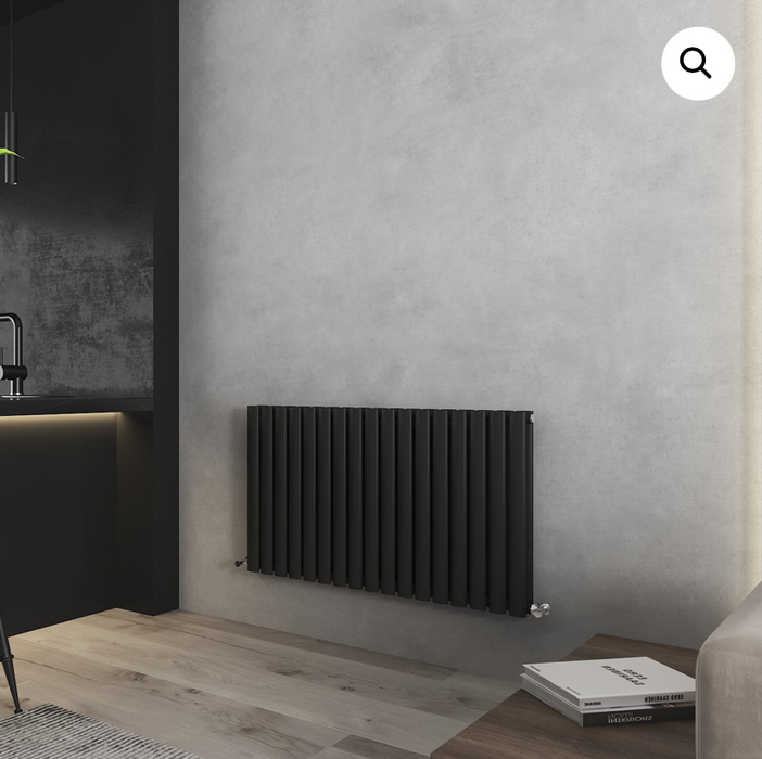 Elle Noir Black Horizontal Double Radiator 400 x 1620mm