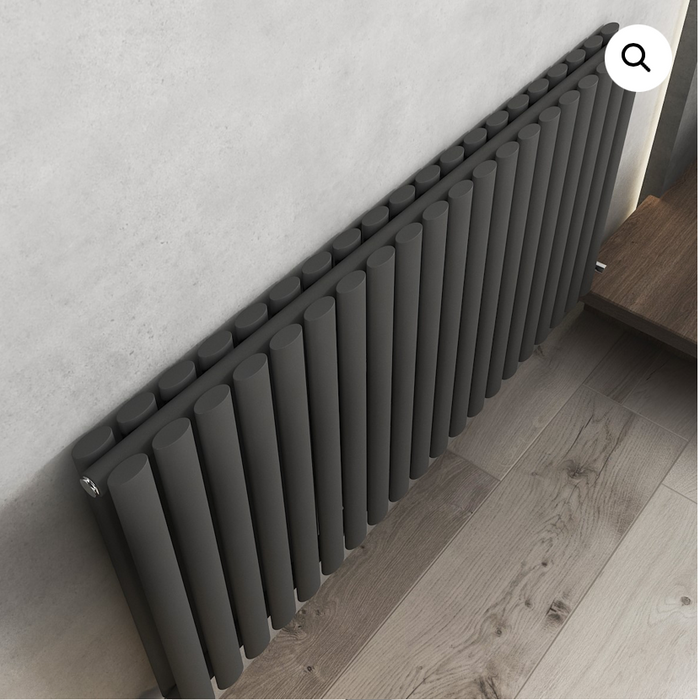 Elle Noir Black Horizontal Double Radiator 400 x 840mm