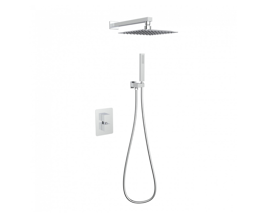 Mineral Chrome Square Shower Valve Inc Shower Head and Hand Shower