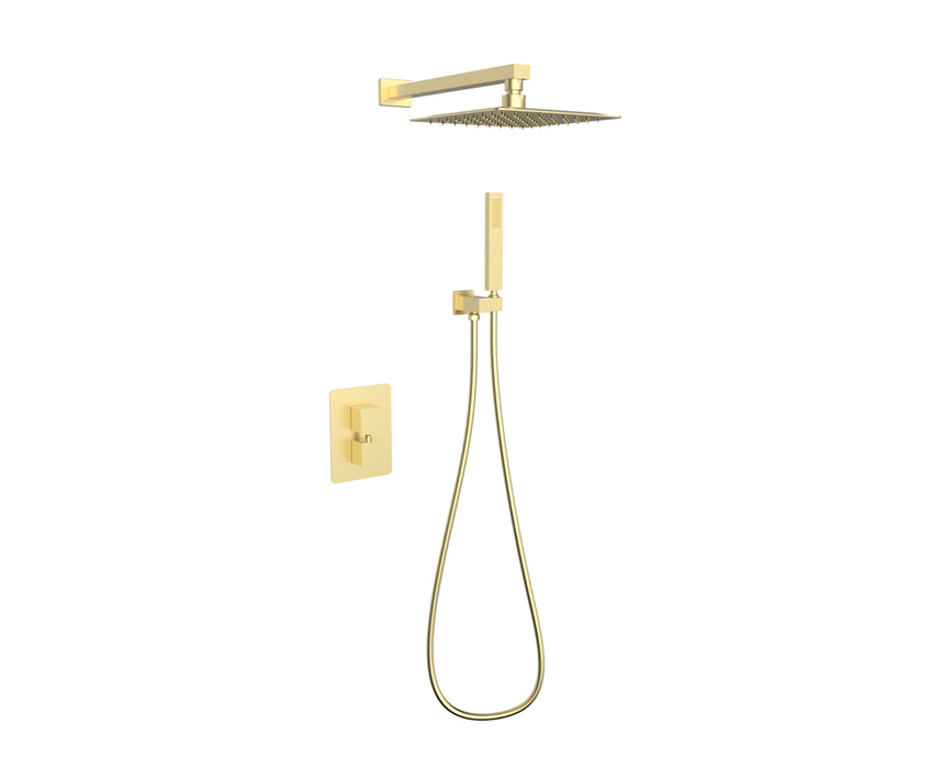 Mineral Brushed Steel Square Shower Valve Inc Shower Head and Hand Shower