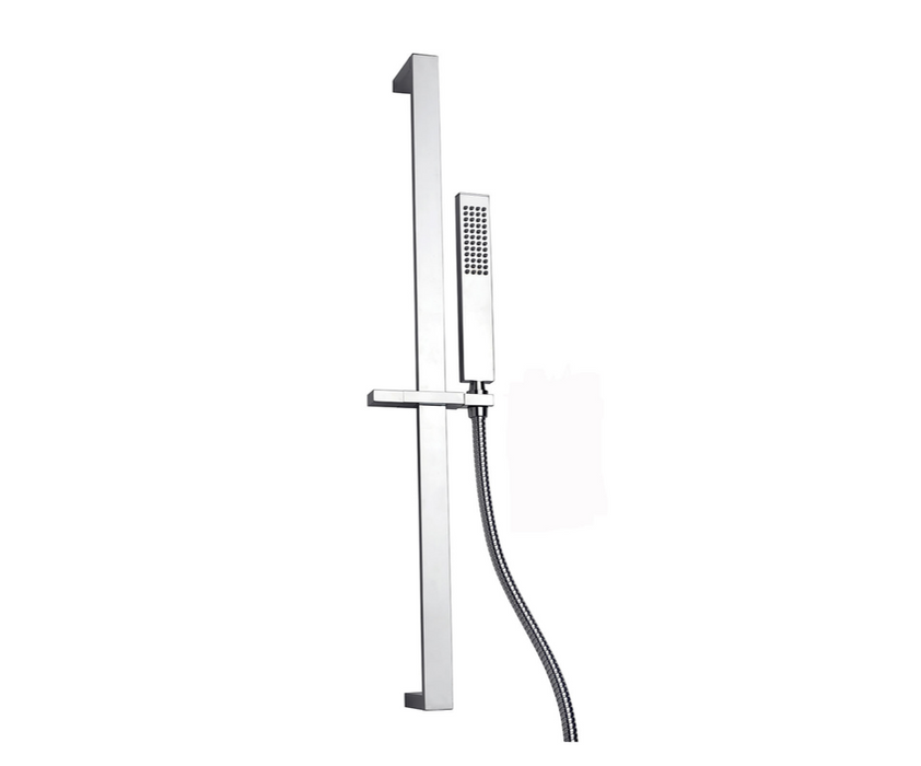 Alto Chrome Slide Rail Kit with Brass Hand Shower and Double Seam Hose