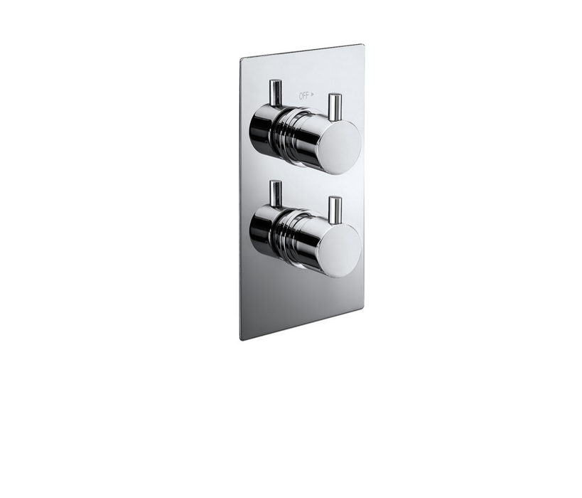 Pure Chrome 2-Way Concealed Thermostatic Shower Valve - Button Diverter