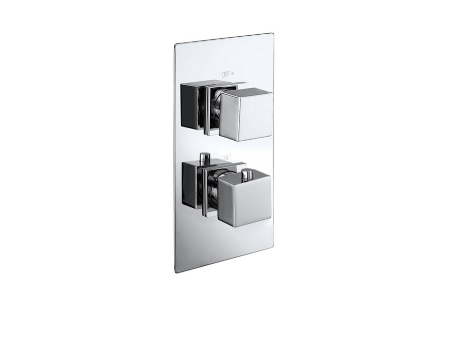 Cube Chrome 2-Way Concealed Thermostatic Shower Valve - Button Diverter