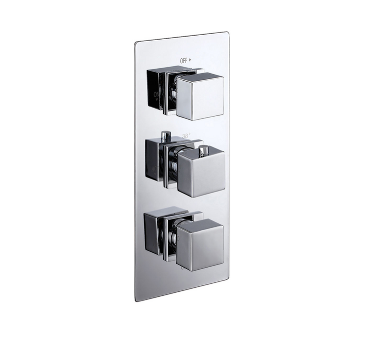 Cube Chrome 2-Way Concealed Thermostatic Shower Valve - Handle Diverter