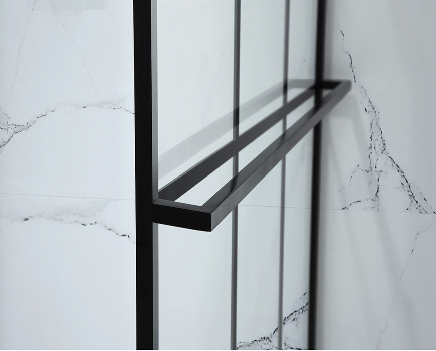 Velar+ Frame Matt Black Walk In Panel 1000mm with Stabilising Bar and Towel Rail