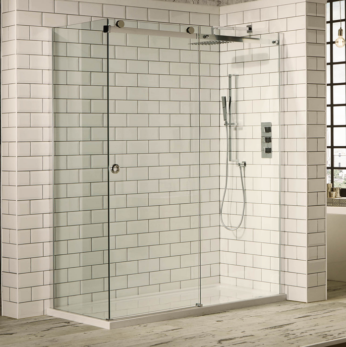 Sphere Chrome Sliding Door Shower Side Panel - Select Size