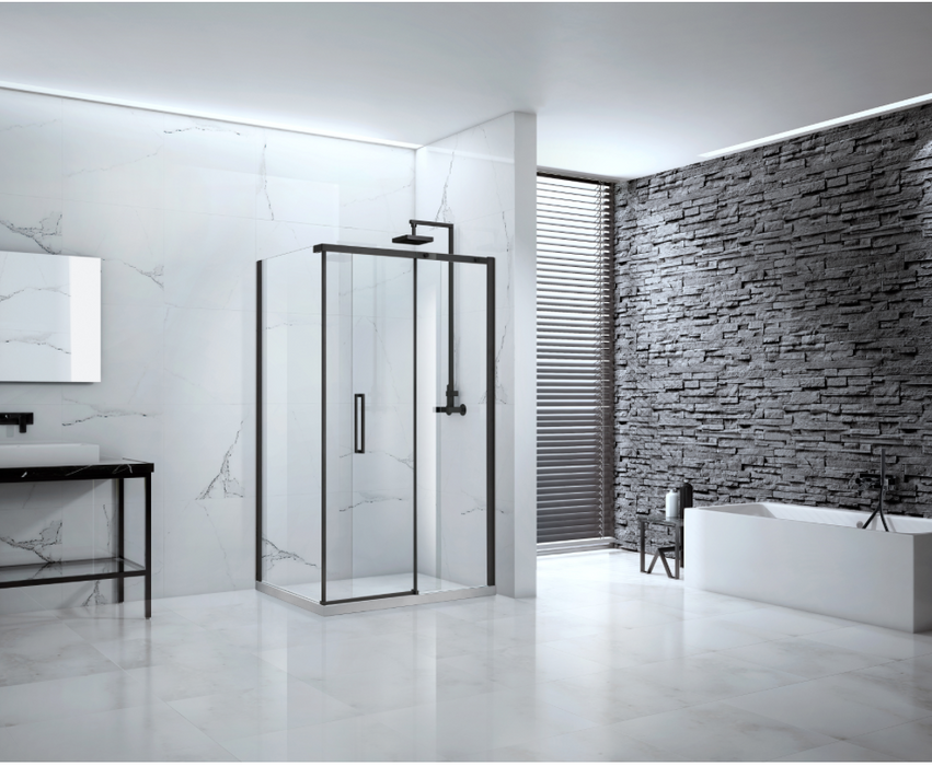 Onyx Matt Black Sliding Door Shower Enclosure 1200mm
