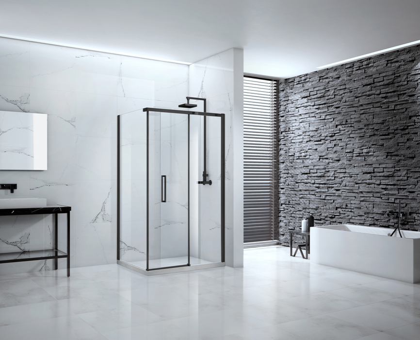 Onyx Matt Black Sliding Door Shower Enclosure 1700mm