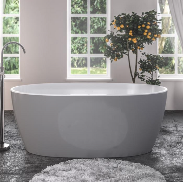 Wandsworth Gloss Grey Double Skinned Acrylic Freestanding Bath 1495 x 725mm