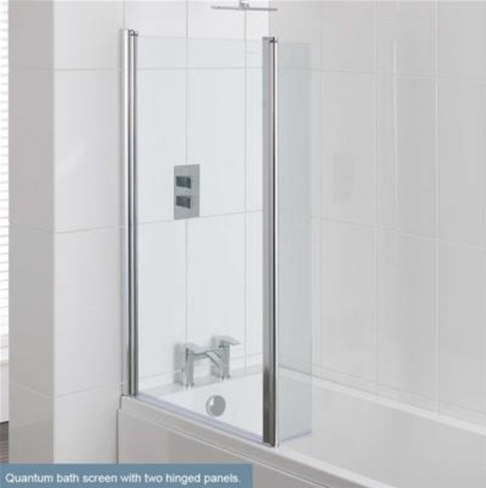 Quantum Chrome Bath Screen with Two Hinged Panels 1400mm