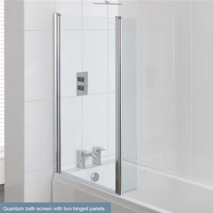 Quantum Chrome Bath Screen with Towel Rail 1400mm