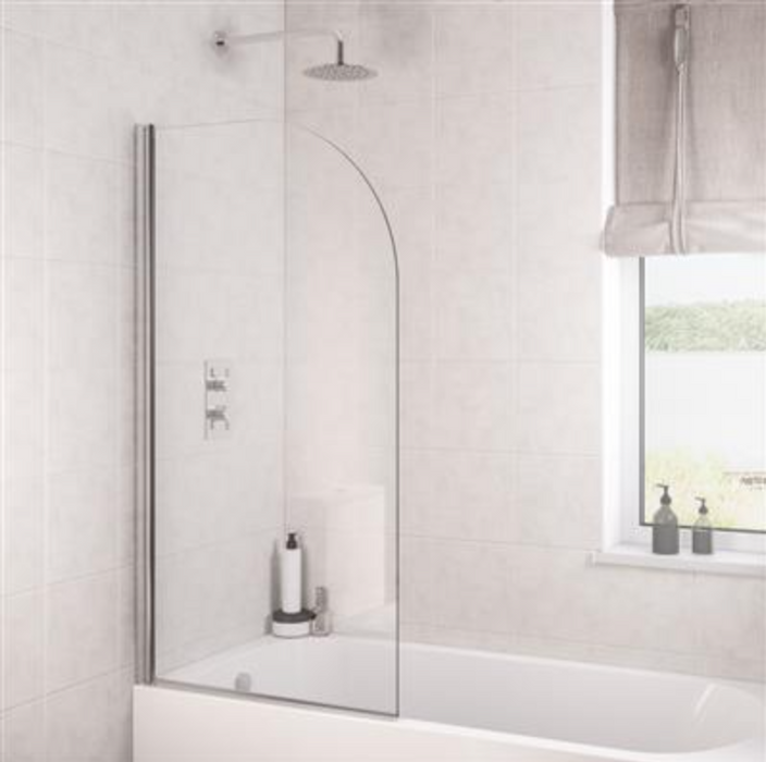 Radius Chrome Square Hinged 6mm Bath Screen 300 x 1400mm