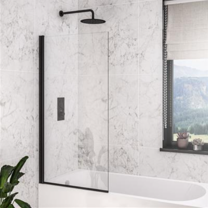 Radius Noir Black Square 6mm Bath Screen 800 x 1400mm