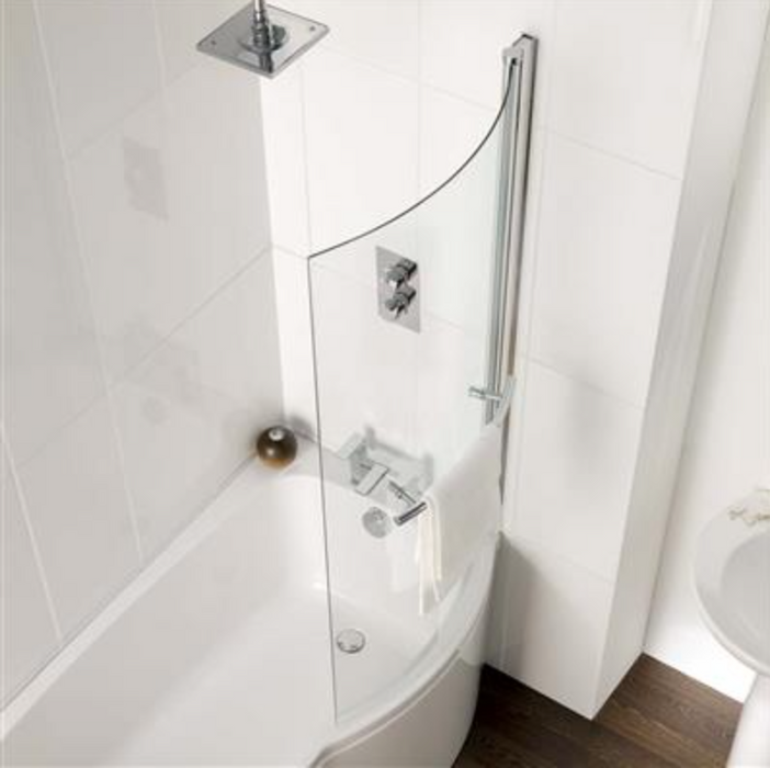 C Shape Chrome Easy Clean 6mm Bath Screen