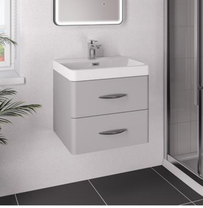 Cavone Gloss White 500 2 Drawer Wall Hung Vanity with Basin
