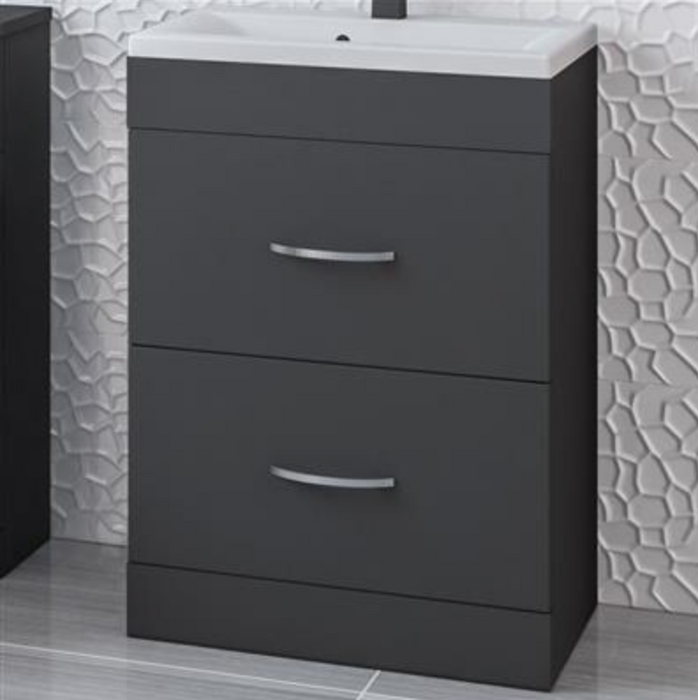 Oslo Anthracite 580 Floorstanding Two Drawer Vanity with Basin