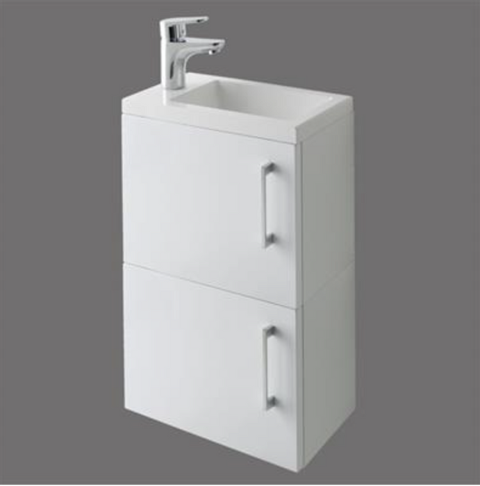 Oslo Gloss White 390 Double Height Wall Hung Vanity with Basin