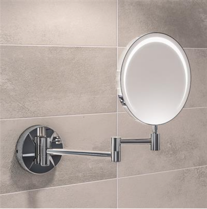 Round LED Double Swing Vanity Mirror