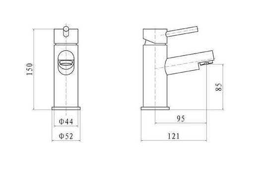 K-Vit Plan Chrome Mono Basin Mixer