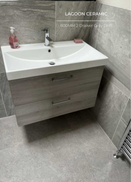 Luka 120 Four Drawer Wall Hung Vanity Unit with Double Luka Basin - Select Colour