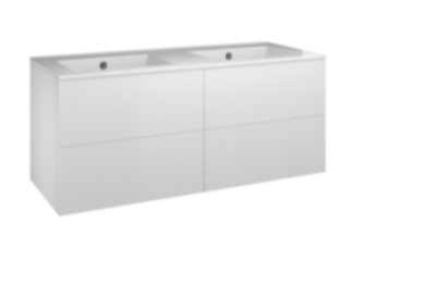 Luka 120 Four Drawer Wall Hung Vanity Unit with Double Luka Basin - Select Colour