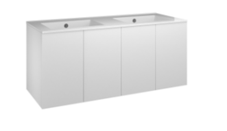 Luka 120 Four Door Wall Hung Vanity Unit with Double Luka Basin - Select Colour