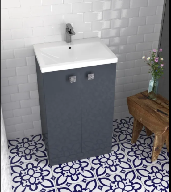 Ela 50 Double Door Vanity Unit with Ceramic Basin - Select Colour