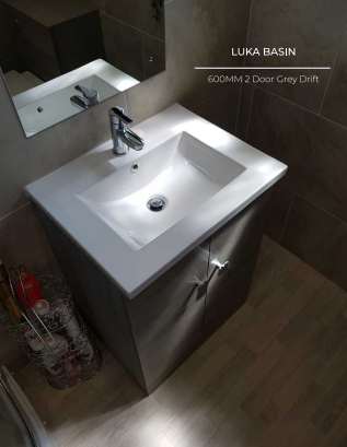 Luka 60 Door Vanity Unit with Luka Basin - Select Colour
