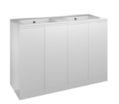 Luka 120 Four Door Vanity Unit with Double Luka Basin - Select Colour