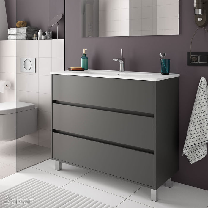 Arenys 1000mm Matt Grey Floorstanding Vanity Unit + Basin
