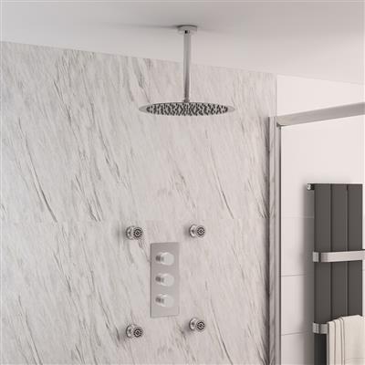 Bundle 5 Chrome Round Concealed Shower Set with Body Jets