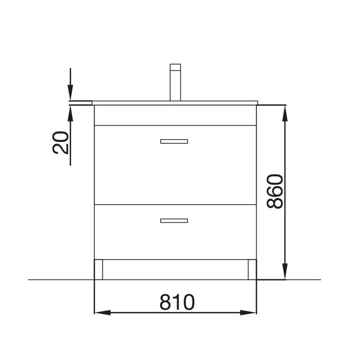 Almagro 800mm Floorstanding Vanity Unit 2 Drawer Gloss White + Basin