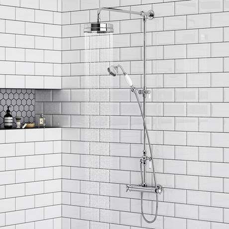 Classic Traditional Exposed Crosshead Top Outlet Thermostatic Bar Shower Valve - Chrome