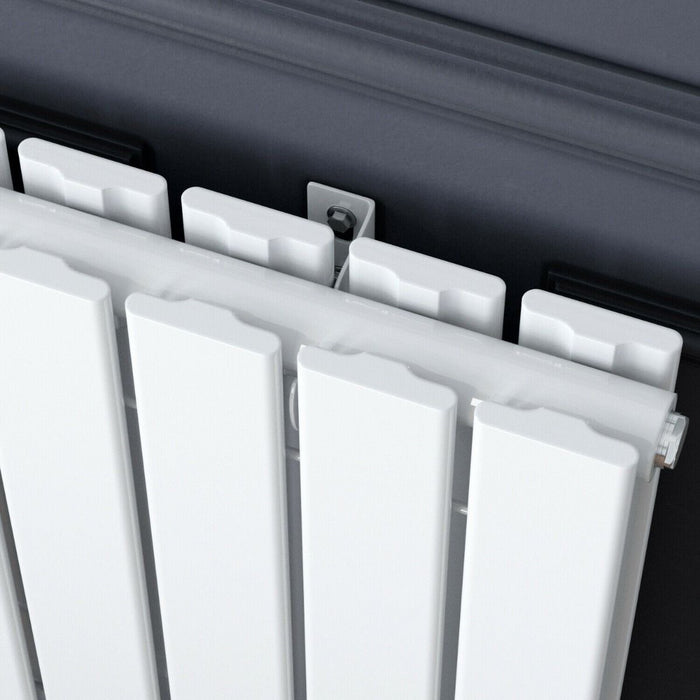 Elle 1800 x 452mm Vertical Column Designer Double White Flat Panel Radiator