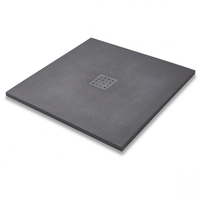 Kartell 900mm X 900mm Square Graphite Slate Effect Shower Tray + Waste