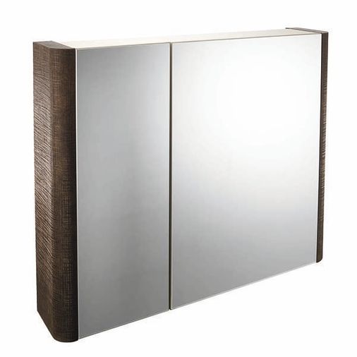 Linen Textured Rust Brown Finish 800 x 650 x 160mm Mirror Wall Storage Cabinet