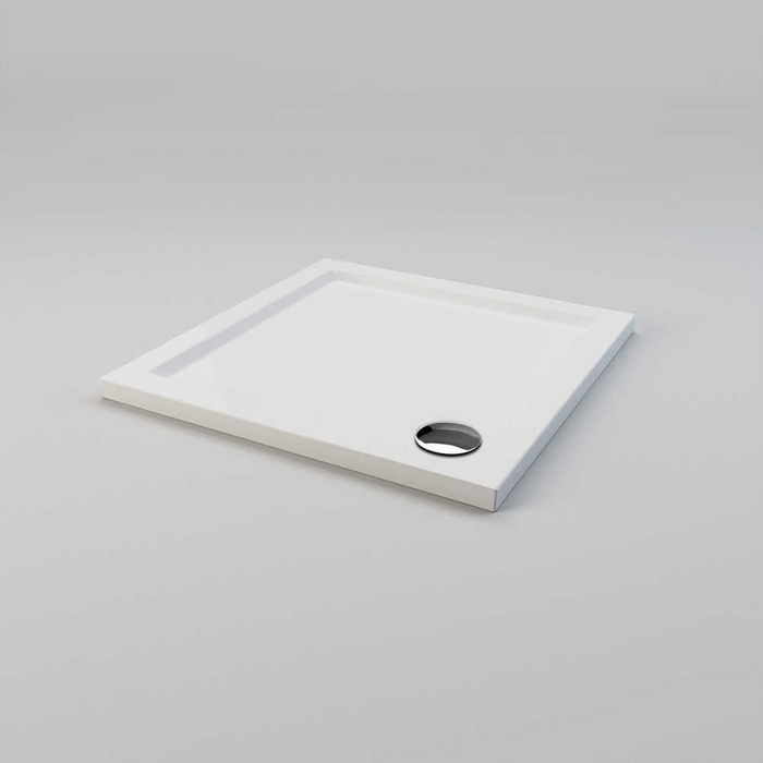 Elle Ultra Slim Low Profile Stone Resin Square Shower Tray + 90mm Waste - Choose Size